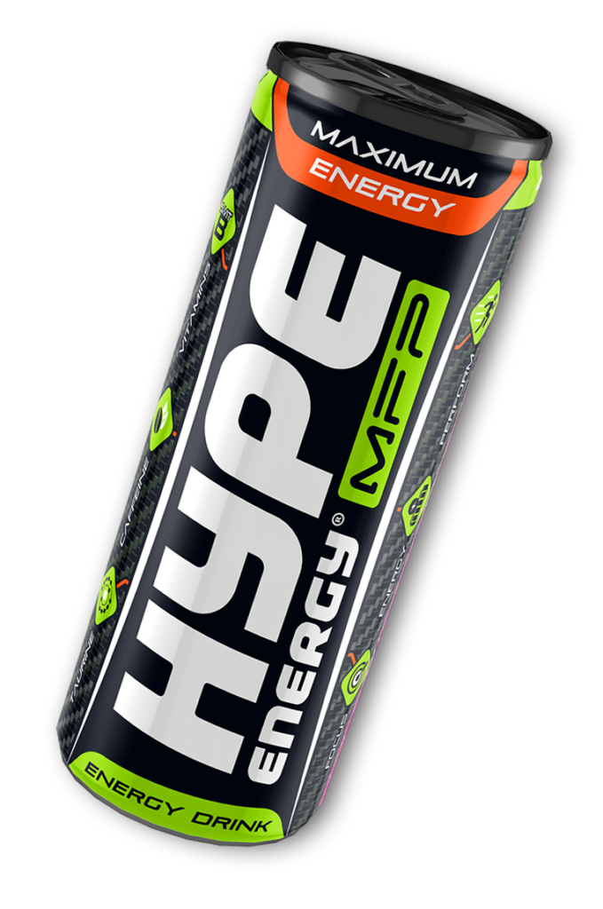 Hype Energy MFP Drink: A sleek can design in vibrant green, showcasing its promise of maximum energy and vitality.