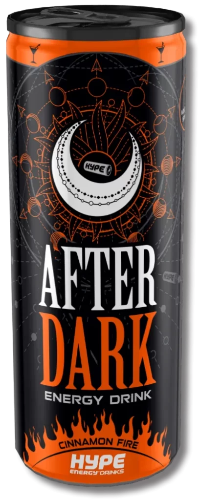 The image displays a can of After Dark Hype Energy Drink